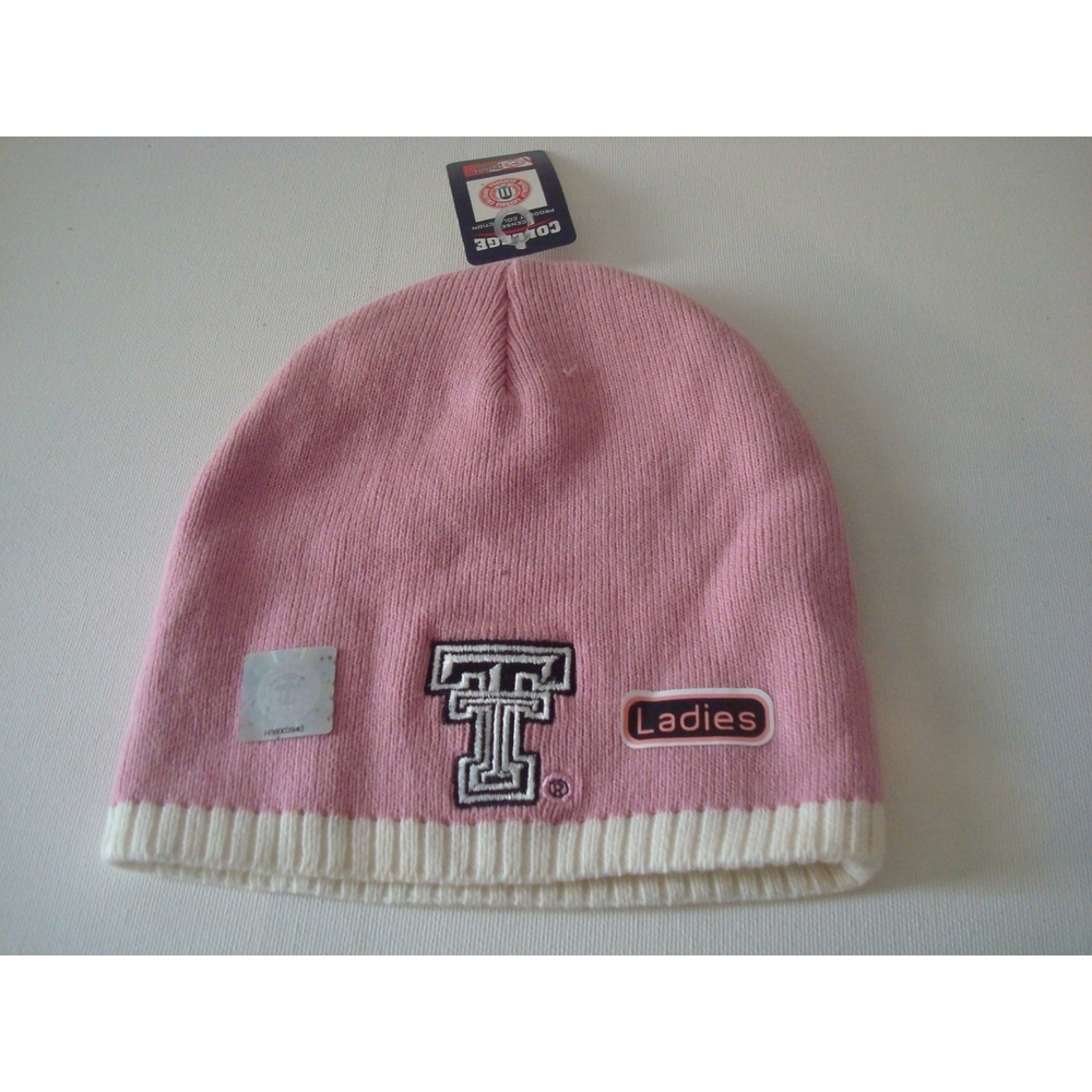 TEXAS TECH PINK‎    beanie knit toboggan  DEADSTOCK  HAT CAP VINTAGE T5